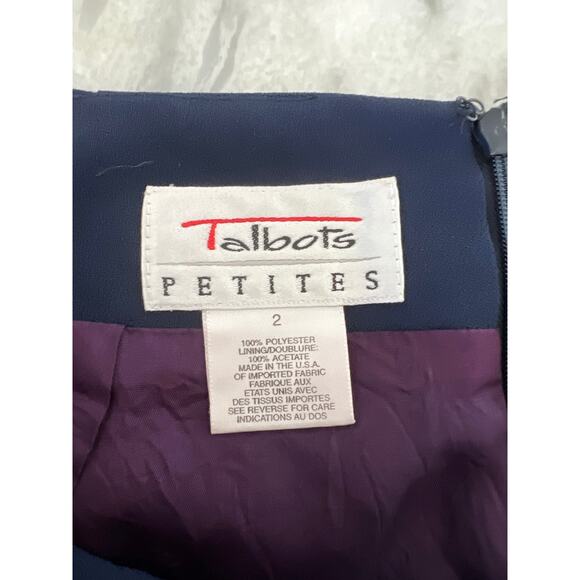 Talbots Petite Size 2 Navy Blue Faux Wrap Skirt White Trim Nautical Lined USA - Picture 4 of 8